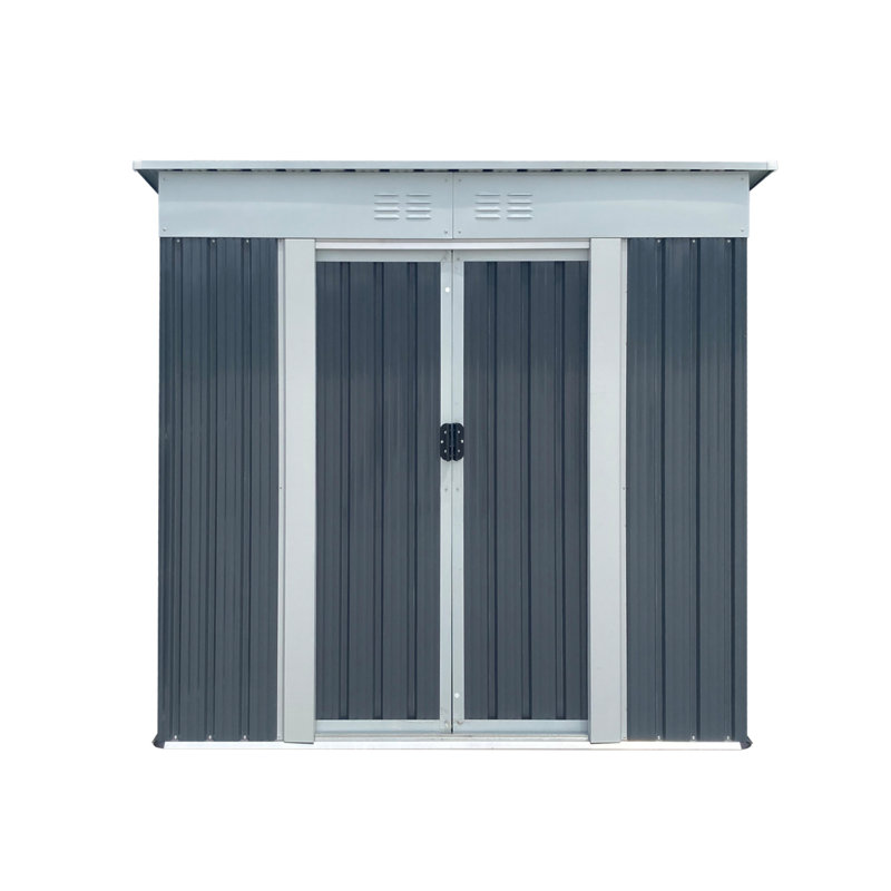 Outdoor Storage Sheds 6Ftx4ft Pent Roof, Gray, 72.5" H x 74.7" W x 45.7" D