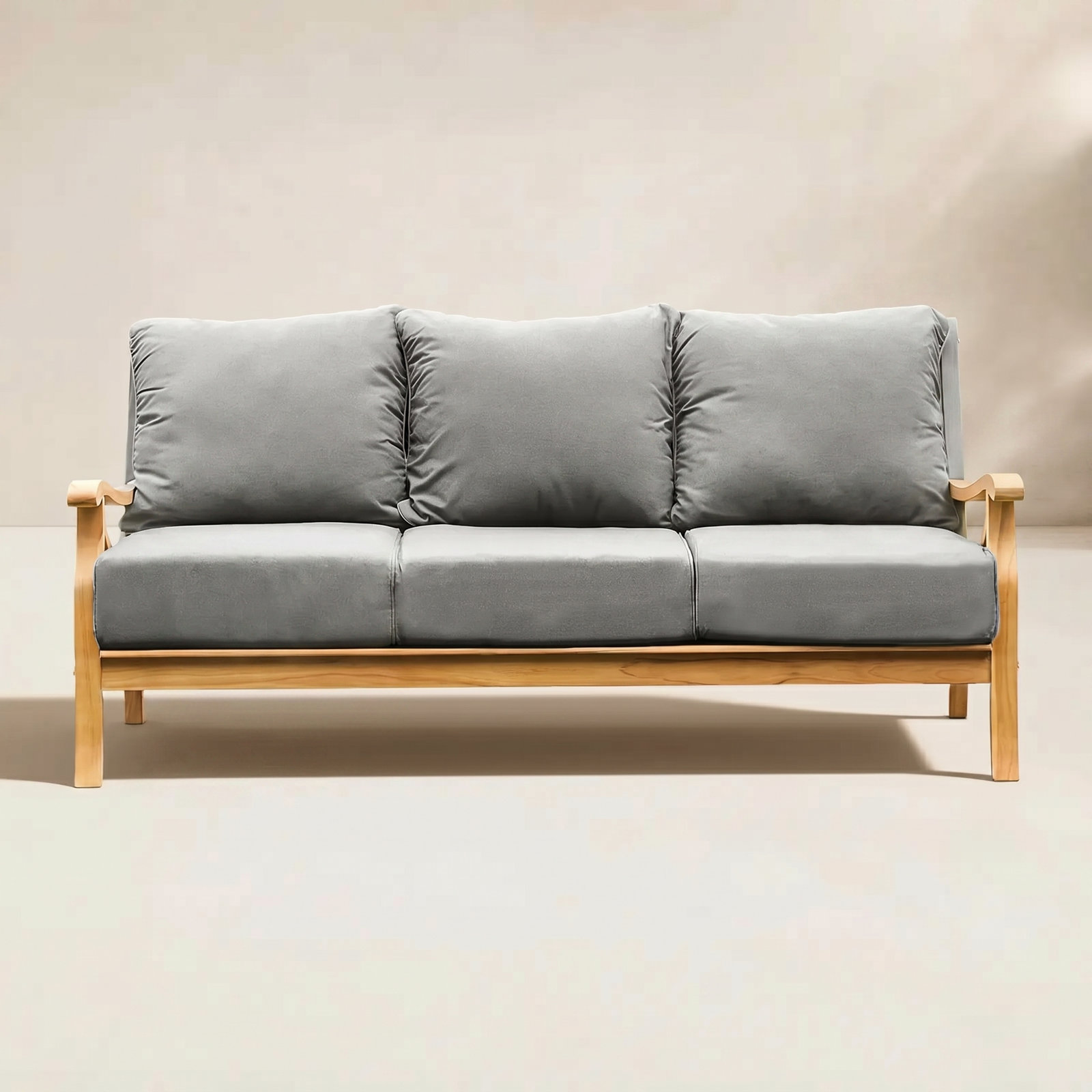 Brunswick 76" Teak Patio Sofa, Gray, Natural