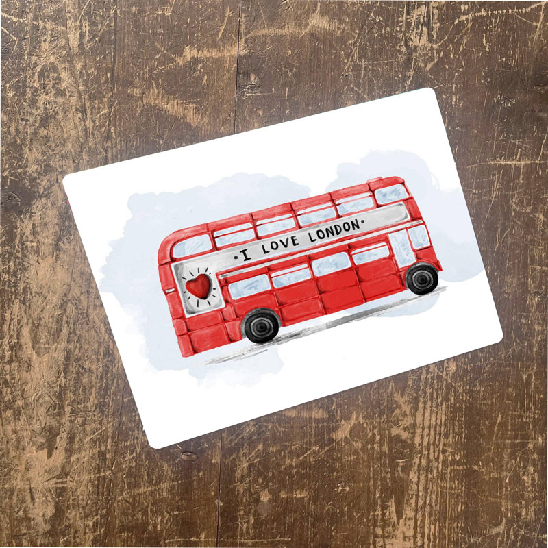 London Bus Watercolour Wall Décor, 28cm H x 41cm W