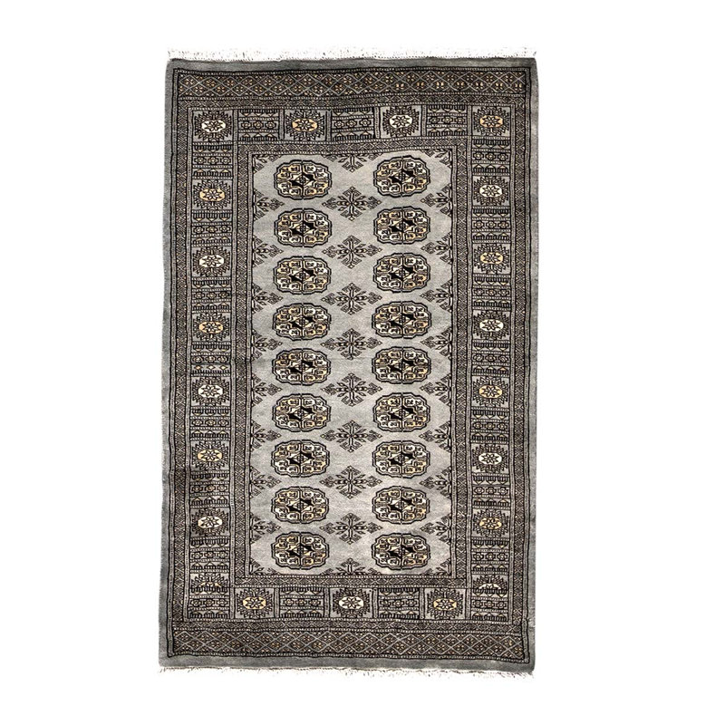 Tapis gris / gris anthracite / crème de haute qualité noué à la main
