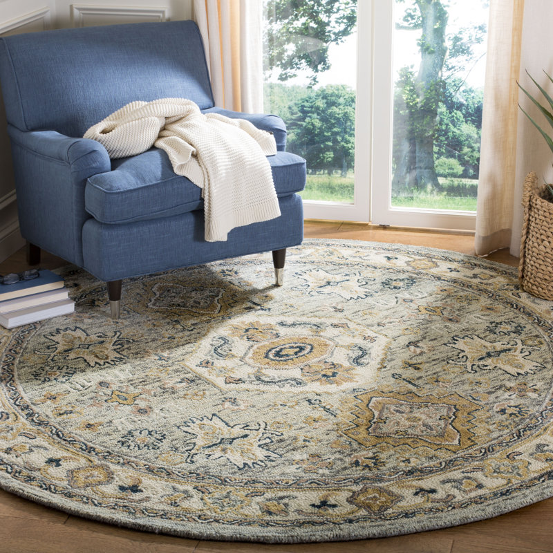 Vahakn Hand Tufted Wool Oriental Rug, Round 7'