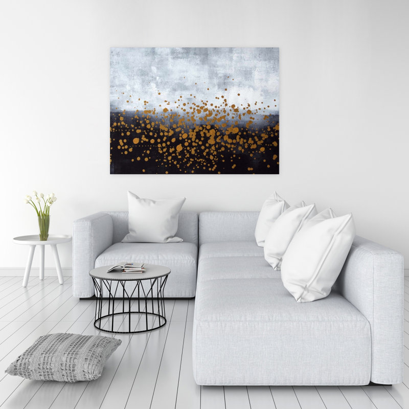 Gold Paint Splash on Gray Background | Office Pattern Canvas