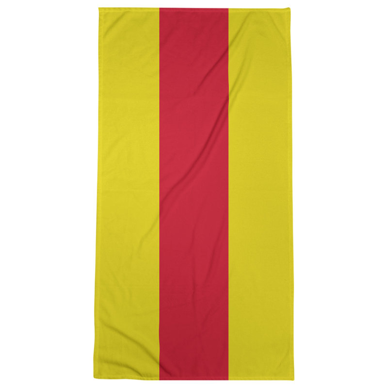 Cotton Blend Bath Towel, Microfiber, Red/Black/Gold