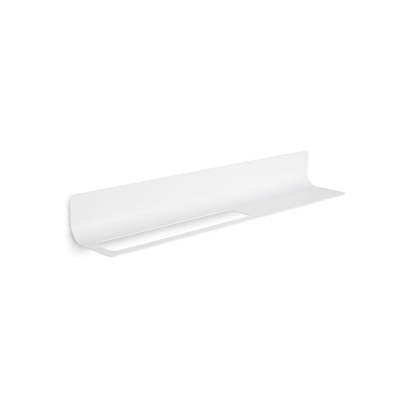 Curva White Aluminum Wall Shelf with Towel Bar