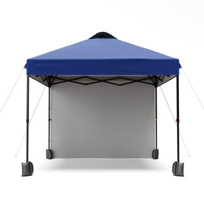 10x10 Pop Up Canopy Tent – Outdoor Gazebo with Sidewalls, UPF 50+ Sun Shade, Adjustable Height, Vented Roof, Wheeled Bag, Sand Bags, Ropes, Spikes – Easy Setup for Events & Camping – Black Iron Pipe + Navy Blue Cloth, Size: Navy Blue