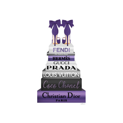 Bookstack Purple II 1 Piece Wrapped Canvas Wall Art