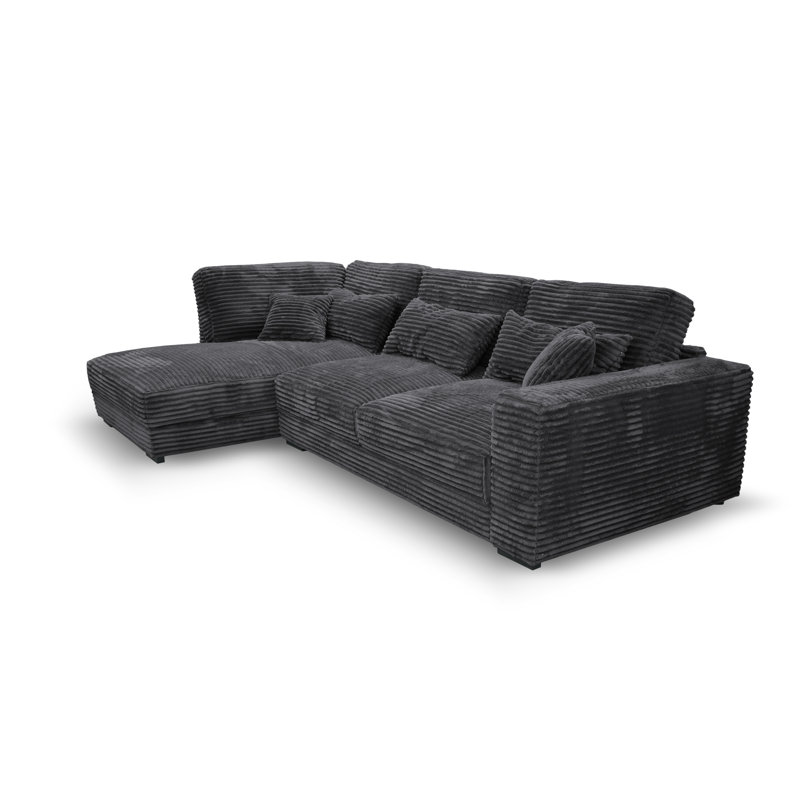 Nahkita 4 Seater Corner Sofa , Black, Left Hand Facing