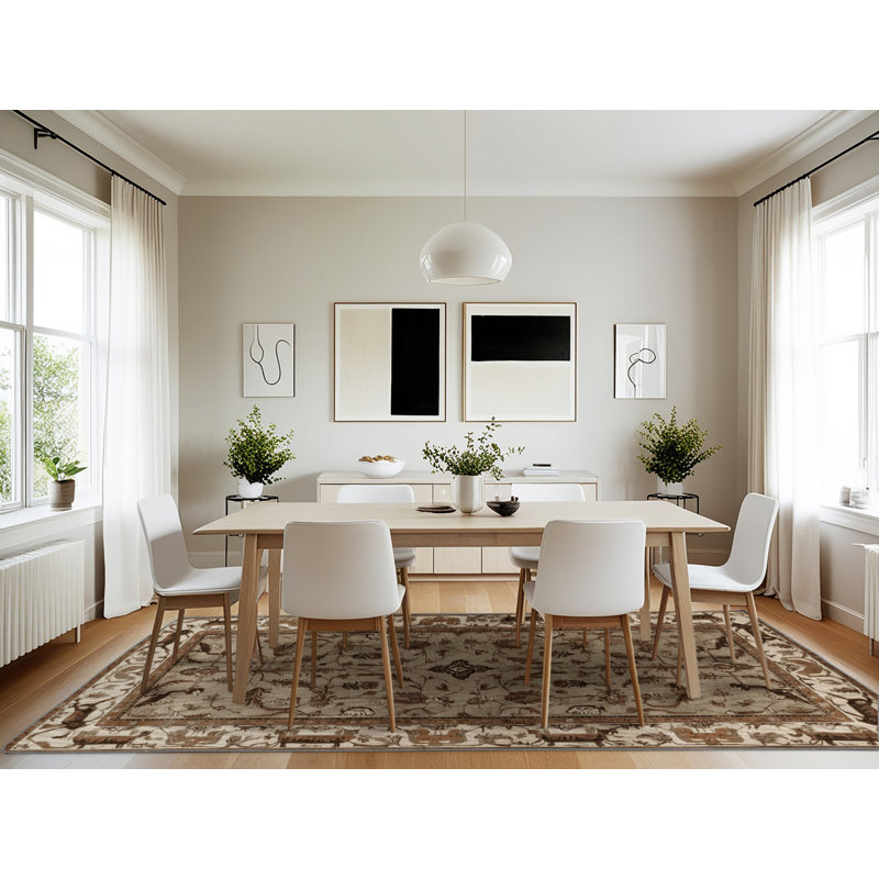 Machine Washable Persian Brown Area Rug, Rectangle 7' x 10'