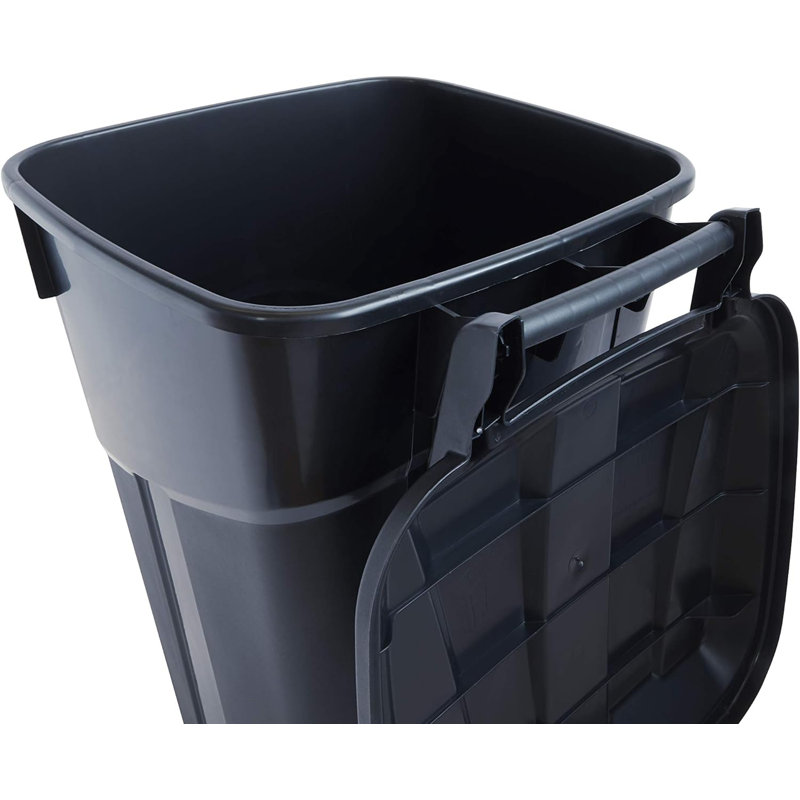 Poubelles sur roues 32 gallons avec couvercles United Solutions, Noir