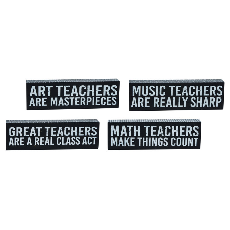  Ensemble de 4 décorations pour la maison en MDF Great Teacher Block
