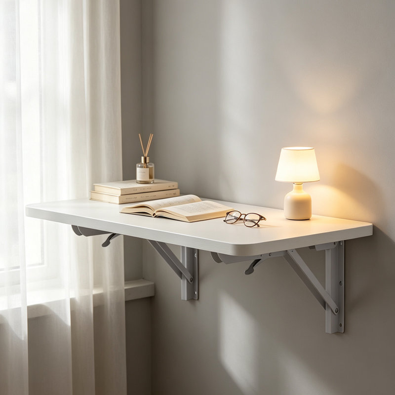 Space-saving Floating Wall-Mounted Rectangular Fold-Down Table, 26 cm H x 80 cm W x 40 cm D