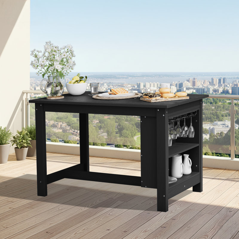 Table de bar en plastique pour l'extérieur, Noir