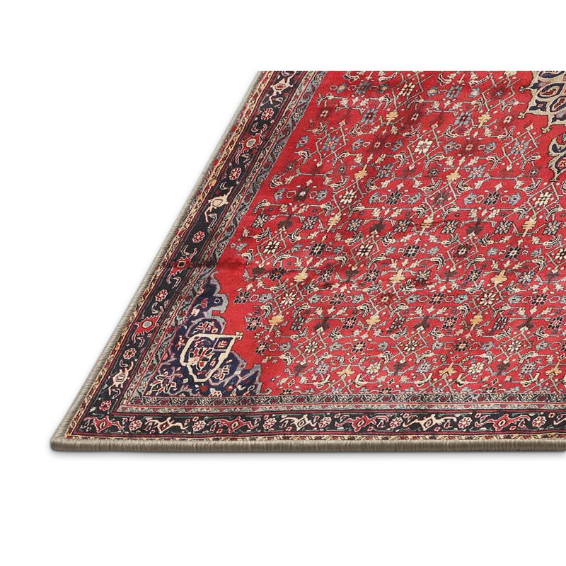 Tapis traditionnel rouge / noir, Rectangle 5 pi x 7 pi
