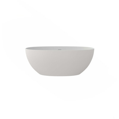 59 Inch Solid Surface Soaking Bathtub - Deep Soak Freestanding Tub