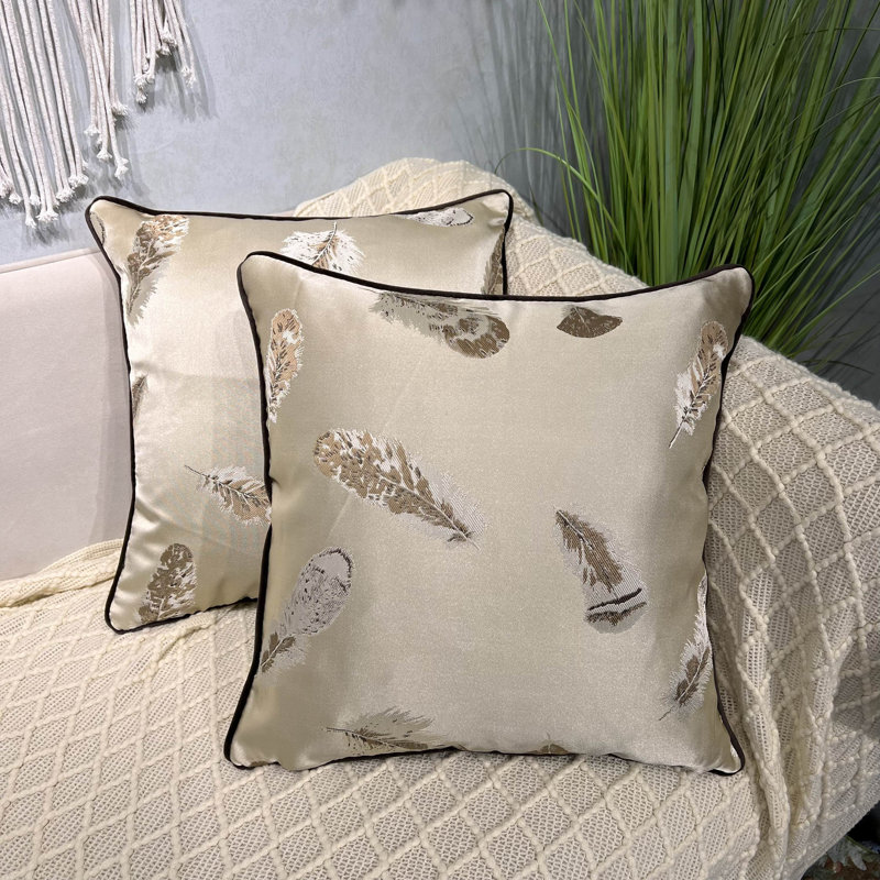 Ensemble de 2 taies d'oreiller en forme de plumes en forme de moules, Beige