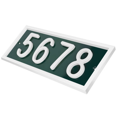 Royal Shade Flush Mount Horizontal AFramed Aluminum Address Plaque – Customized 3/4/5-Digit House Numbers for Stylish Indoor and Outdoor Spaces