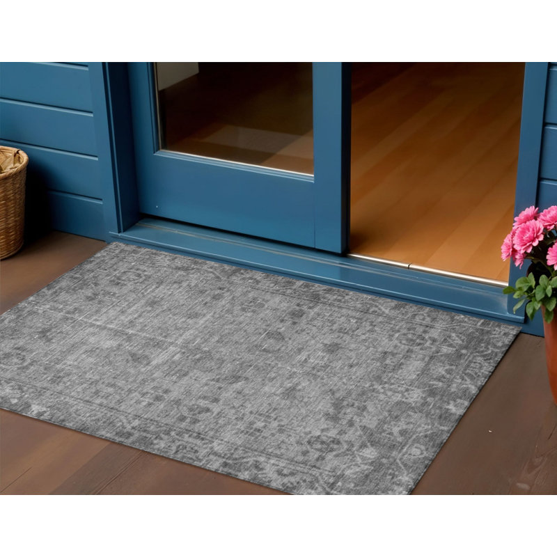 Tapis oriental lavable d'intérieur gris 3 pi x 5 pi