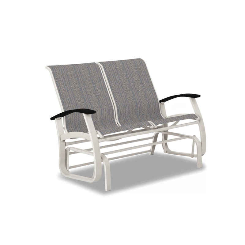 Belle Isle Outdoor Glider, Black P70, Textured Snow, Red 1D Sunbrella®