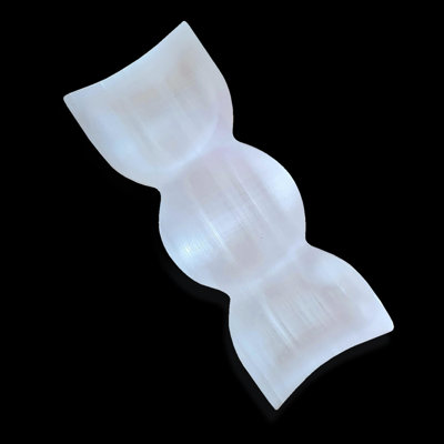 Himalayan Glow WBM Selenite Crystal Triple Bowl, Decorative Morocco, Handmade Bowl For Gift
