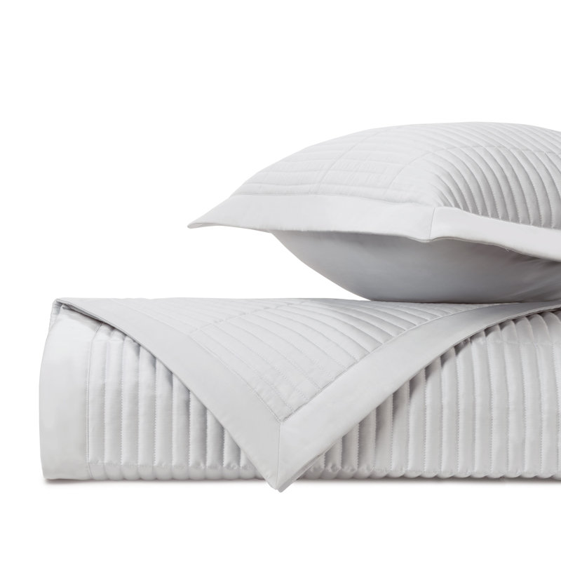 Channel Quilted Sateen Coverlet, King Coverlet / Bedspread, Pebble