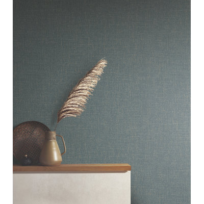 Highland Tweed Dark Blue Faux Fabric Wallpaper
