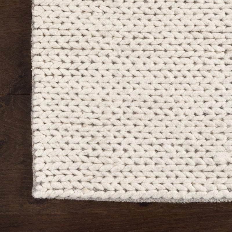 Dunanney Hand Braided Ivory Area Rug, Rectangle 7'6" x 9'6"