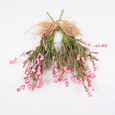 22" Artificial Farmhouse Spring Summer Blossoms Cluster Greenery Grass Wildflower Berry Floral Wreath For Front Door