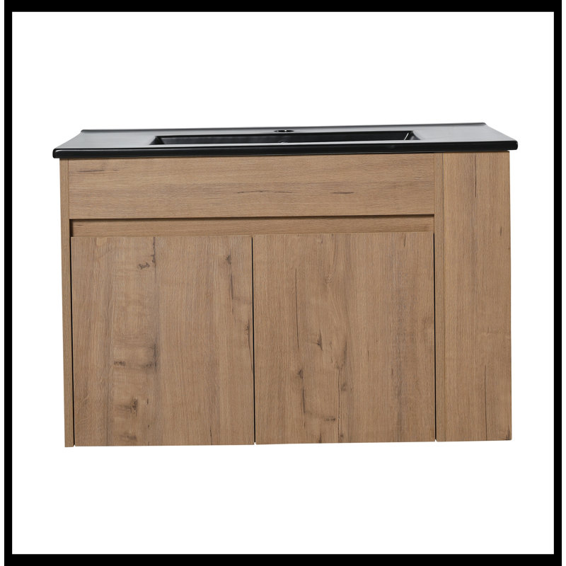 30'' Single Bathroom Vanity with Ceramic Top, Black