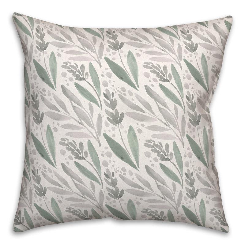  Ochre Farmhouse Flowers Outdoor Square Pillow Cover & Insert, Green