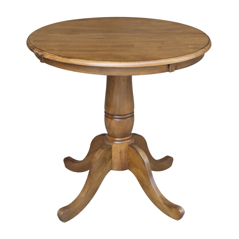 Table de salle à manger à piédestal en bois massif, H 30 po x L 30 po x l 30 po, Pacane