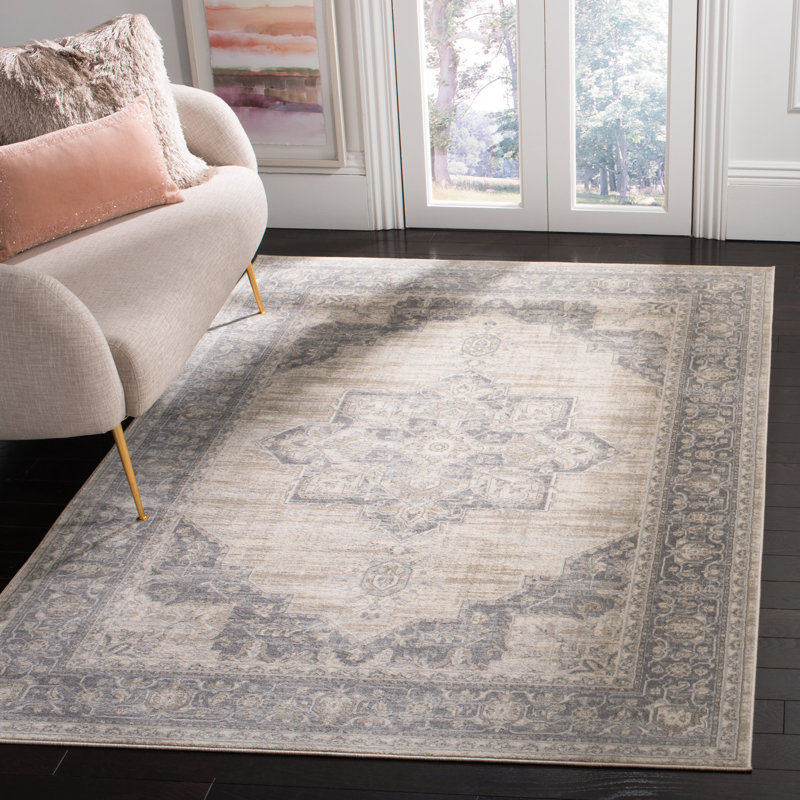 Hogan Oriental Area Rug, Rectangle 235 x 305cm, Cream/Grey
