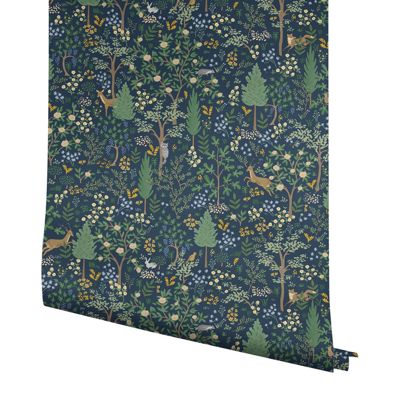 Papier peint adhésif Woodland, Bleu