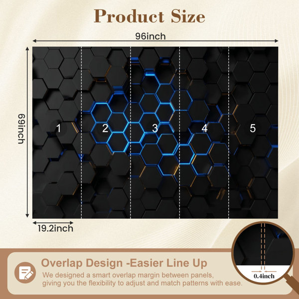 Red Barrel Studio Peel and Stick Wallpaper Technological hexagonal blue ...