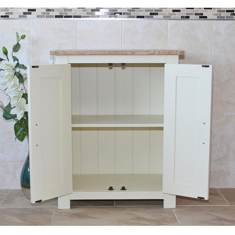 Hailie Solid Wood Bathroom Cabinet, White Painted