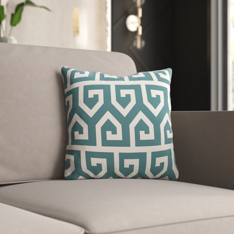  Outdoor Square Pillow Cover and Insert, Teal