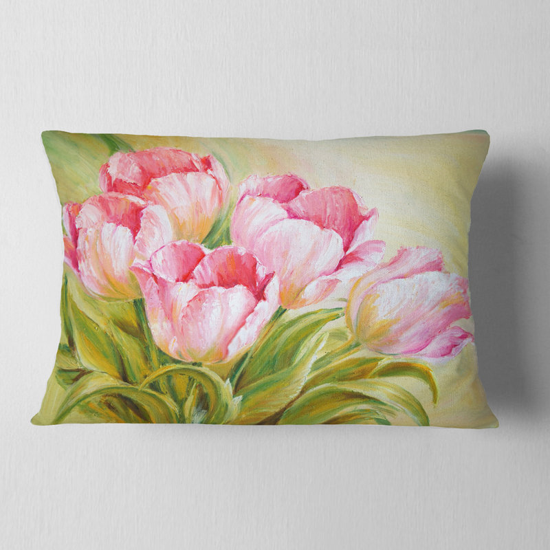 Coussin lombaire floral bouquet de tulipes