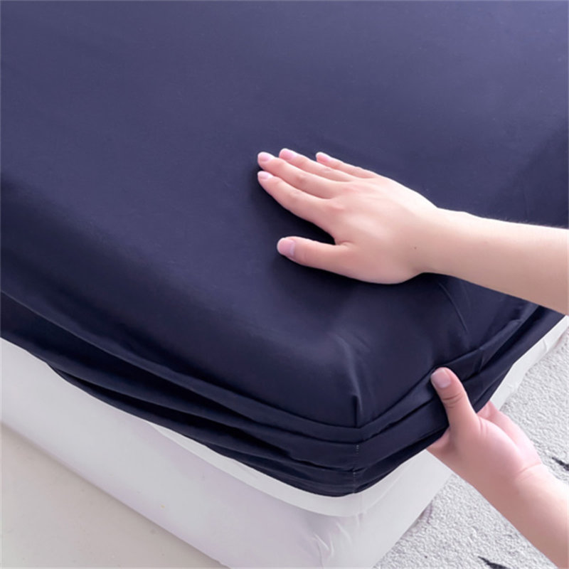 Ensemble de draps-housse de couleur unie - bleu gris - simple (99 x 199 cm) (3 pièces), Bleu sarcelle, Lit simple