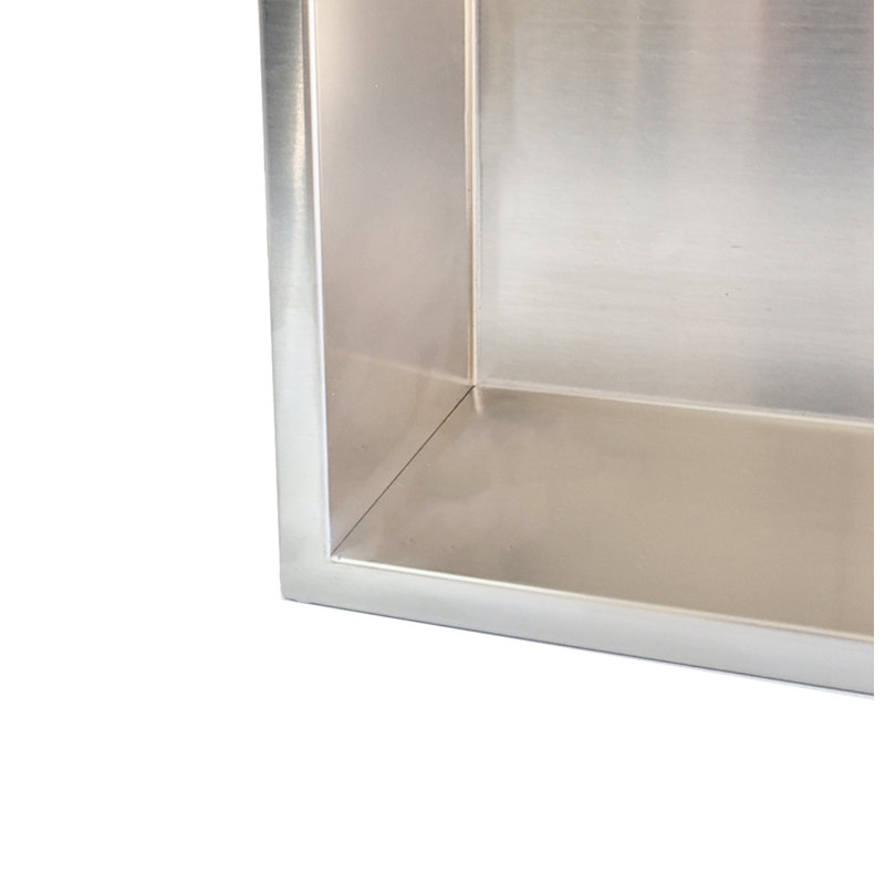 Niche de douche en acier inoxydable chromé 16 po x 16 po (taille extérieure 17,5 po x 17,5 po)