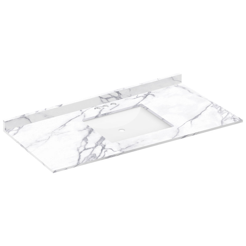 Plateau de meuble-lavabo simple 49 po avec lavabo, Centres de 4 po