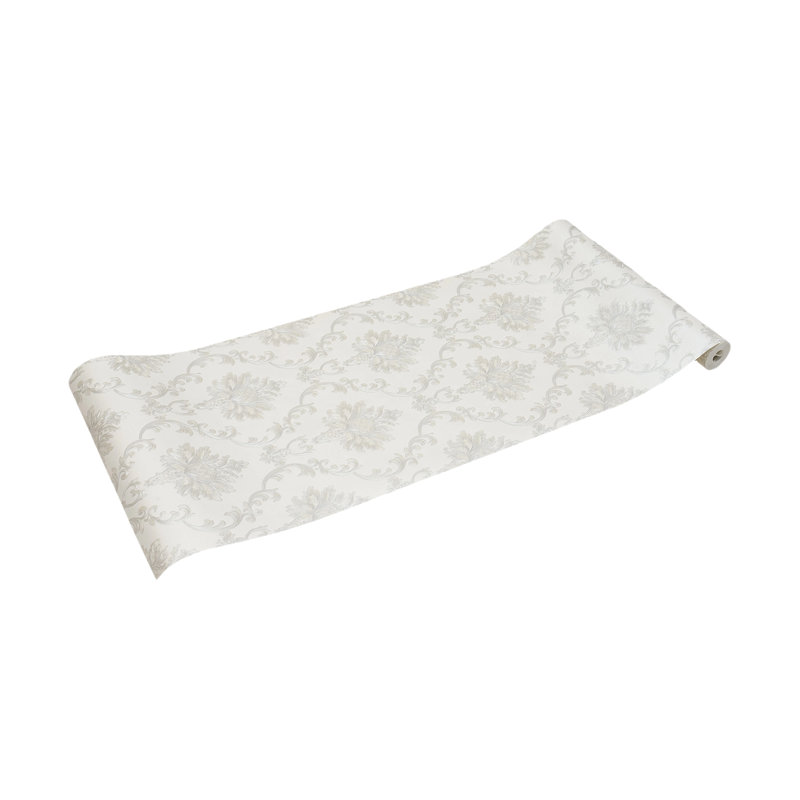 Non-Pasted Non-Woven 3D Embossed Wallpaper Roll, White/Grey