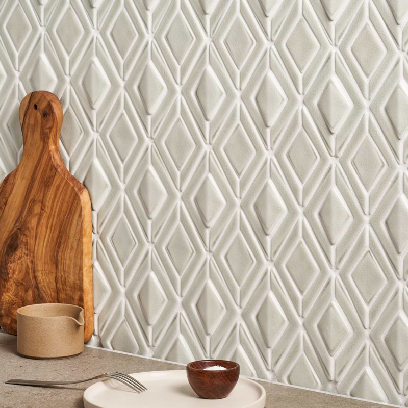 Nabi Jewel 3D Glossy Glass Mosaic Tile, Tundra Gray