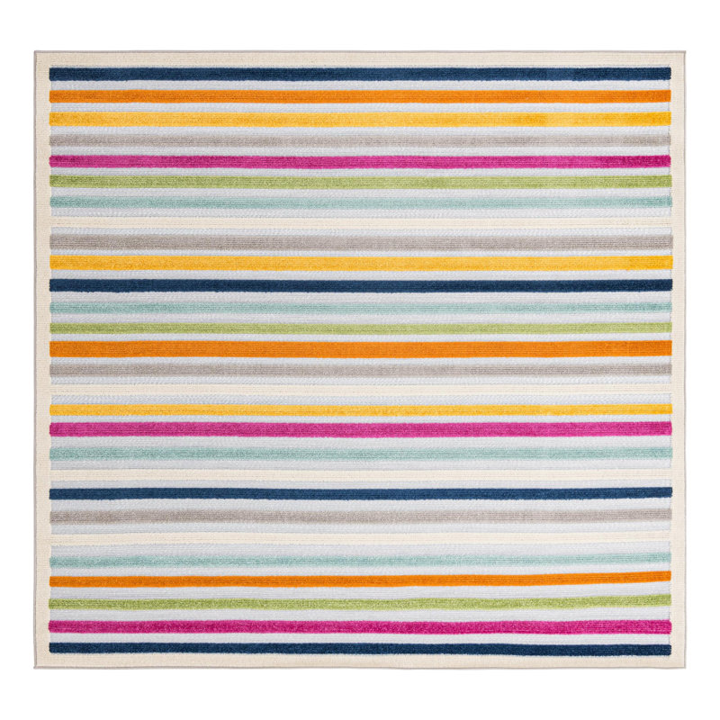 Striped Indoor / Outdoor Rug, Square 7'10"
