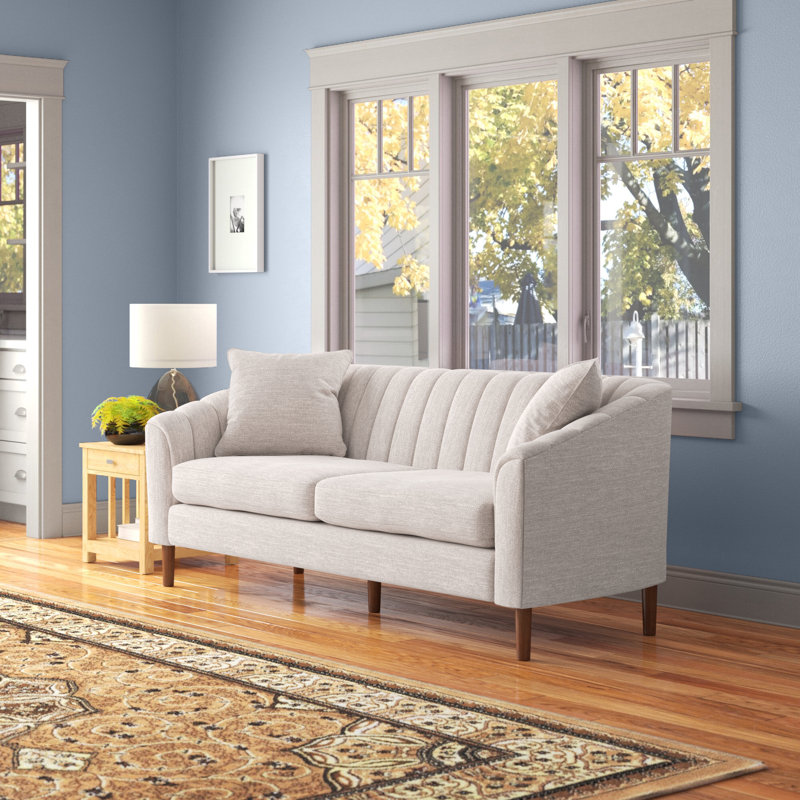 Avett 84.5" Recessed Arm Sofa, Beige 100% Polyester