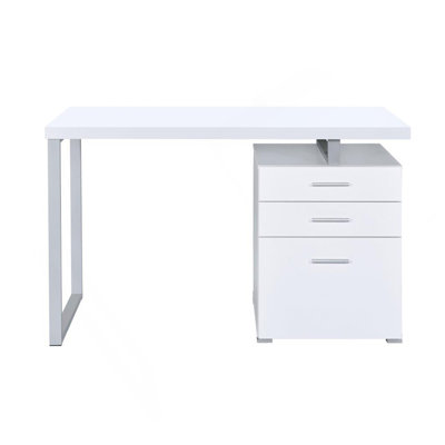 Writing Desk With 3 Drawers In White