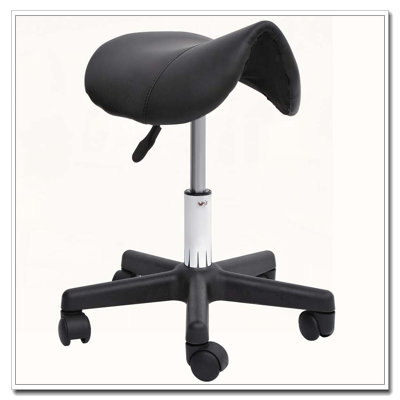 Tabouret ergonomique en similicuir à roulettes avec pivot et hauteur réglable