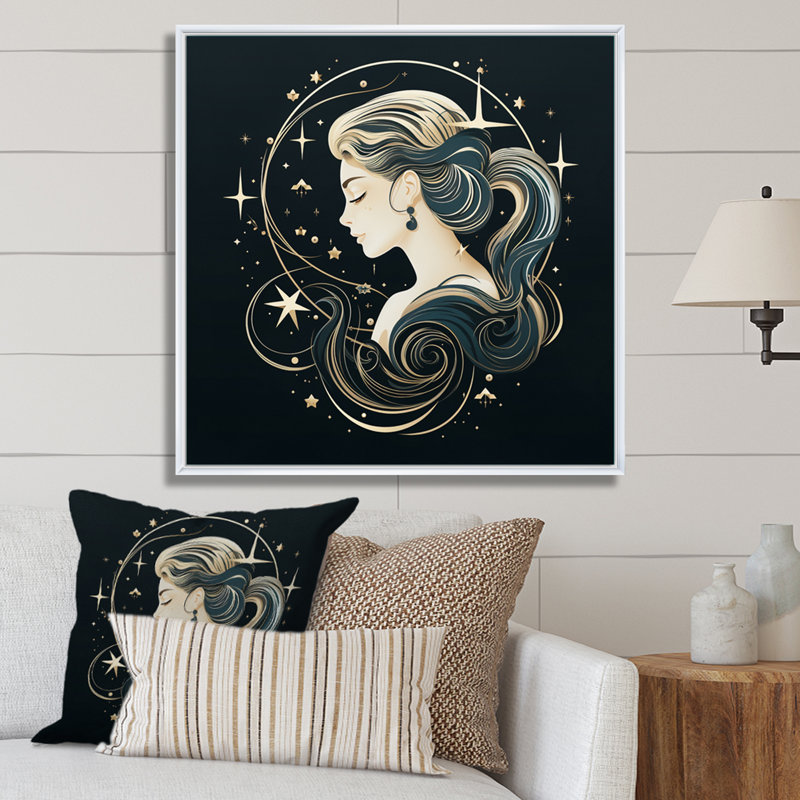 Astrologique Stargazer VI sur toile, H 24 po x l 24 po x P 1 po, Cadre flottant blanc