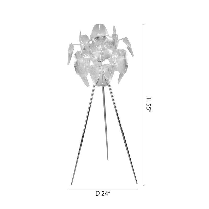 1-Light Chrome Floor Lamp With Clear Acrylic Accents