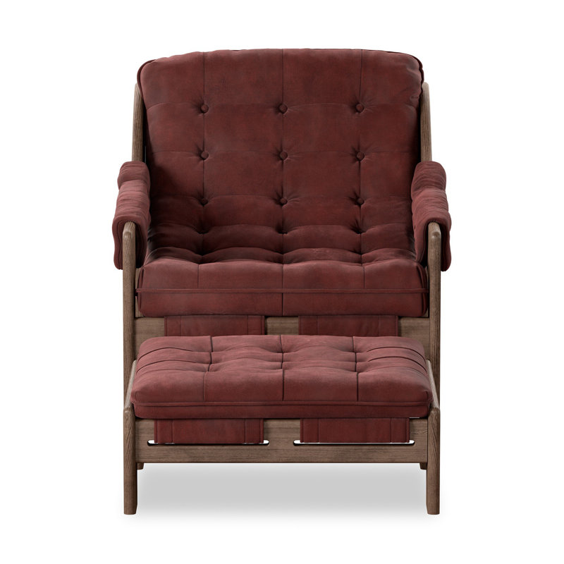 Halston Chair W/Ottoman-Nubuck Burgundy