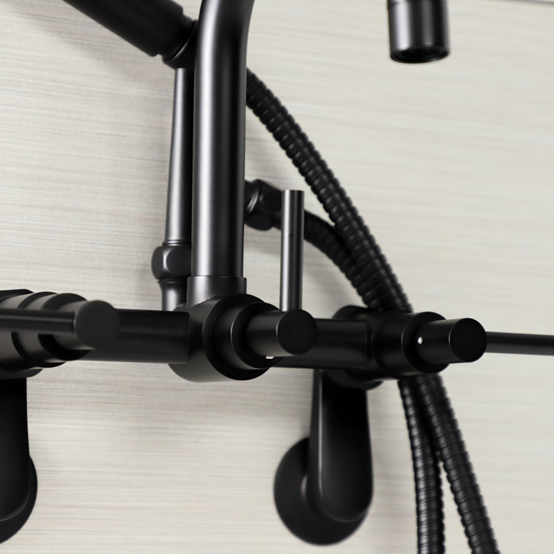 Kingston Brass Concord Wall Mount Clawfoot Tub Faucet, Matte Black, Lever