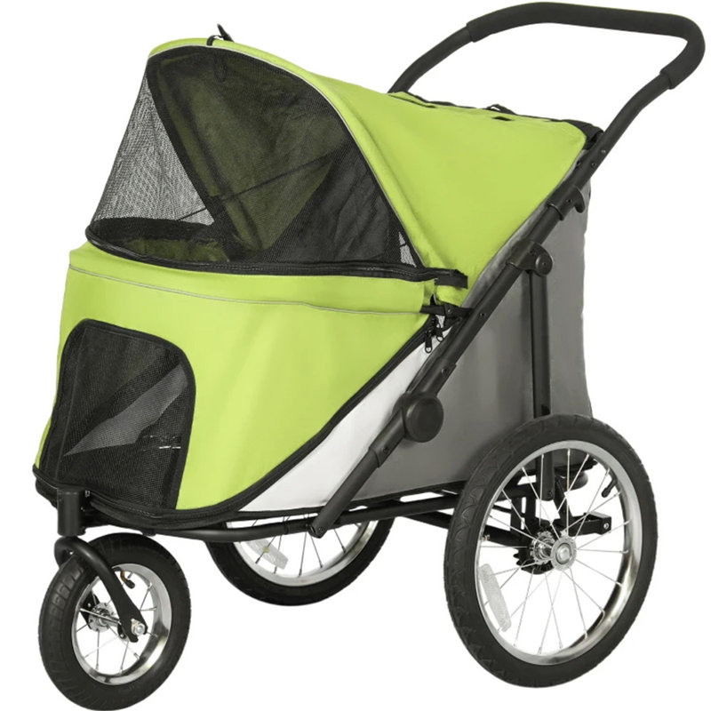 4 Wheels Dog Stroller (Black; Red)